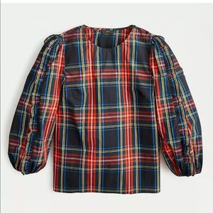 Jcrew ruffle sleeve plaid shirt, NWT, sz s